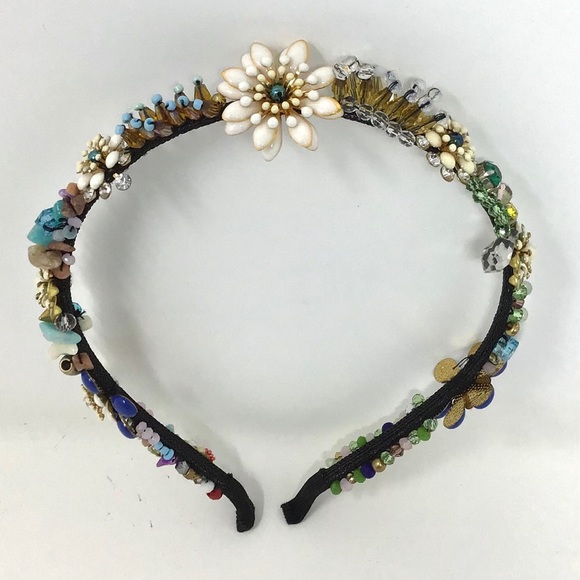 CRYSTAL & BEADED FLORAL HEADBAND - Picture 11 of 12